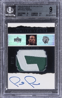 2003-04 UD "Exquisite Collection" Limited Logos #PP Paul Pierce Signed Game Used Patch Card (#62/75) – BGS MINT 9/BGS 10 